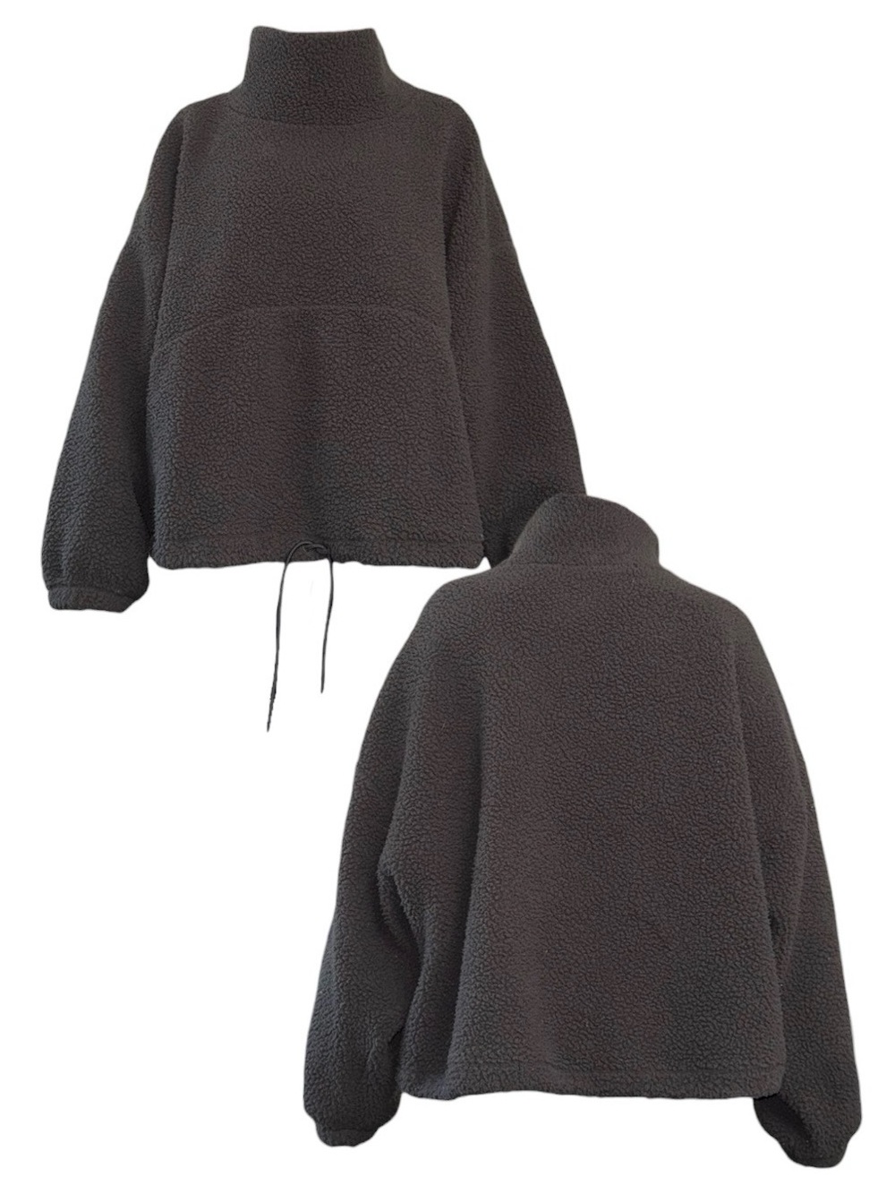 Fleece Gray Turtleneck Sweater